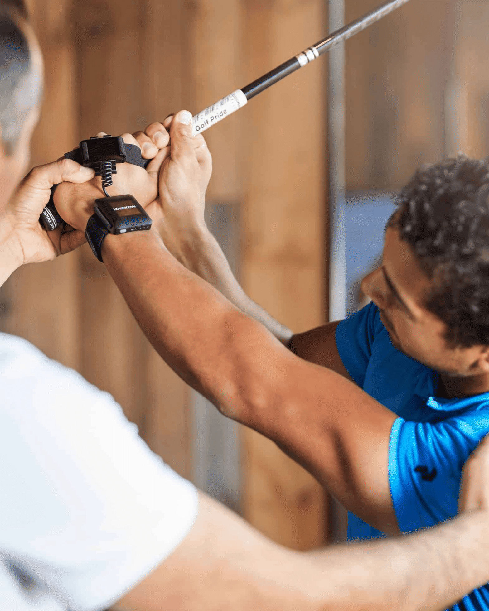 Man in golf club fitting